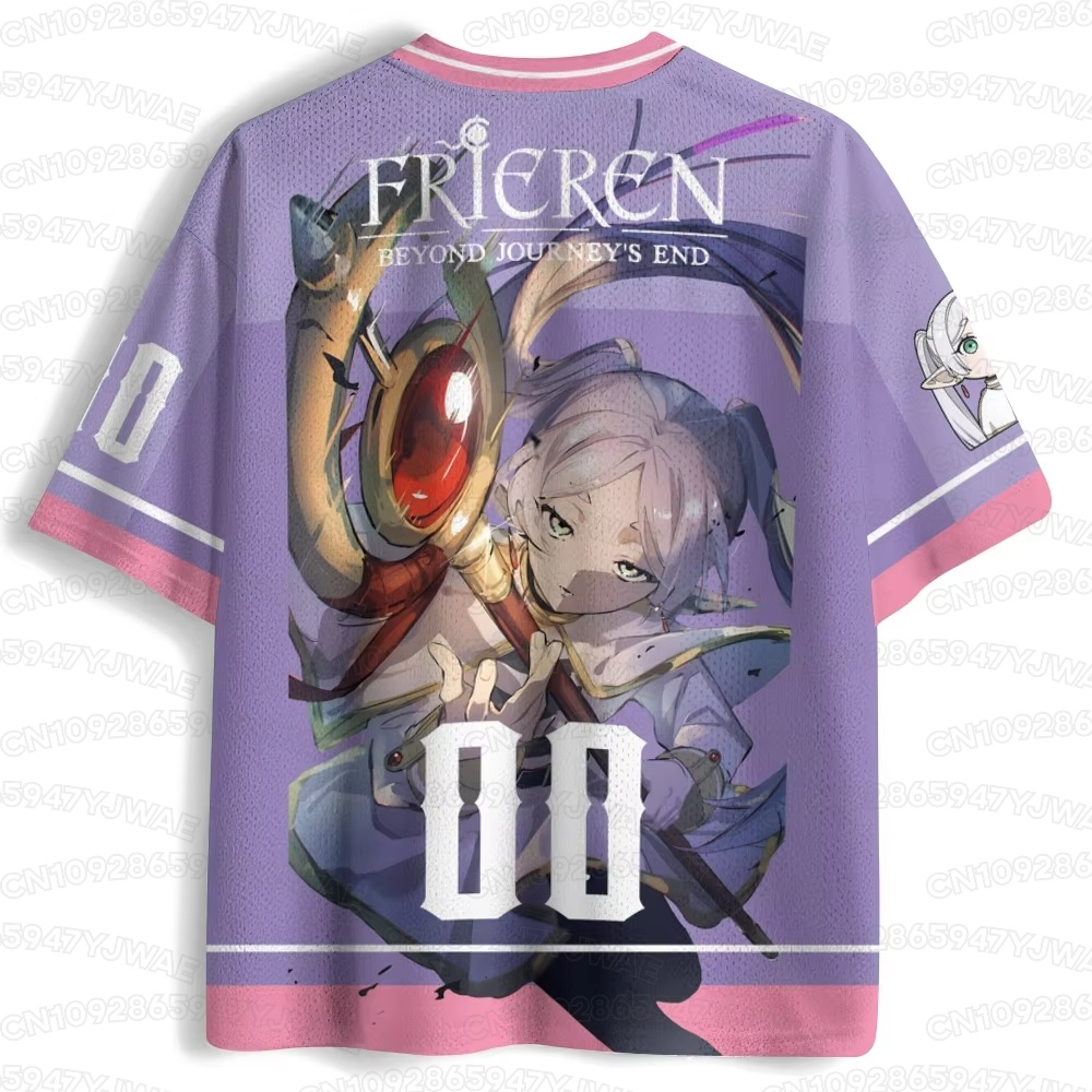 여름 여성 남성 프리렌 3D 프린트 저지 Y2K V 넥 - Frieren Anime Merchandise 리뷰 및 가격