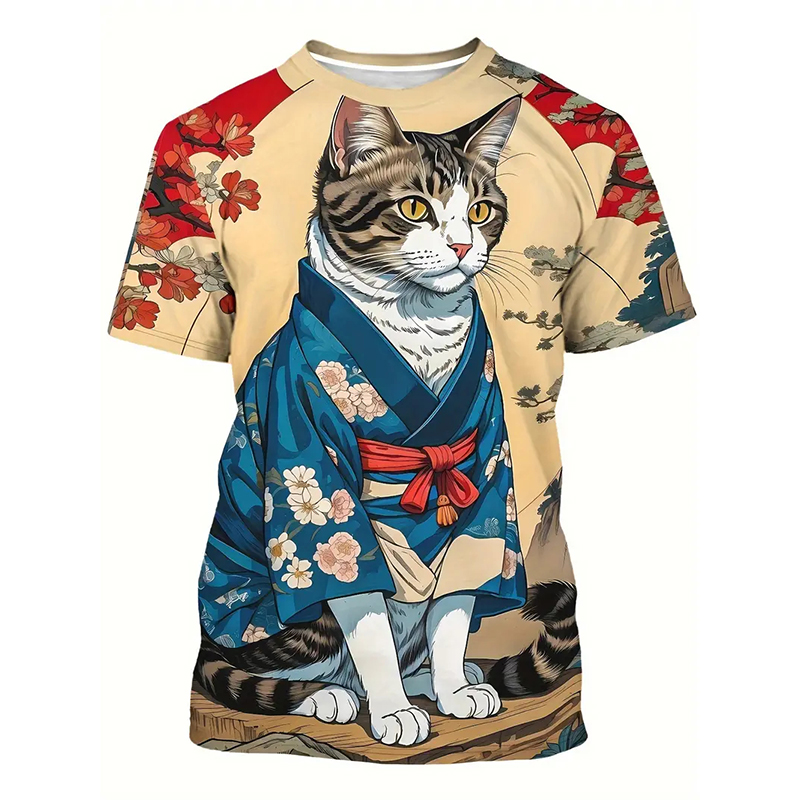 고양이 패턴 재미 있은 티셔츠 남성 의류 패션 일본 코 - Popular Anime Merchandise 리뷰 및 가격