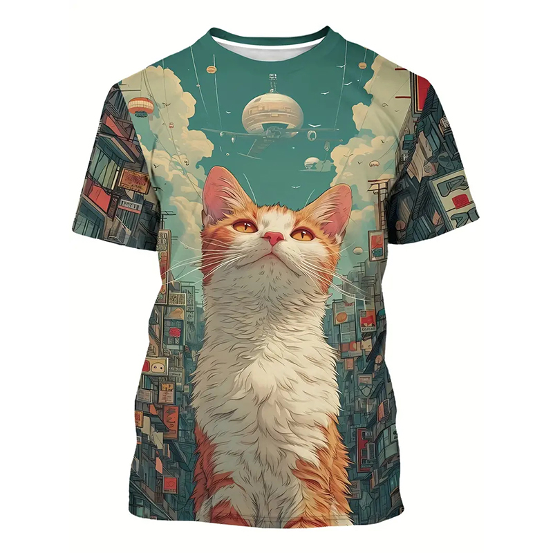 고양이 패턴 재미 있은 티셔츠 남성 의류 패션 일본 코 - Popular Anime Merchandise 리뷰 및 가격